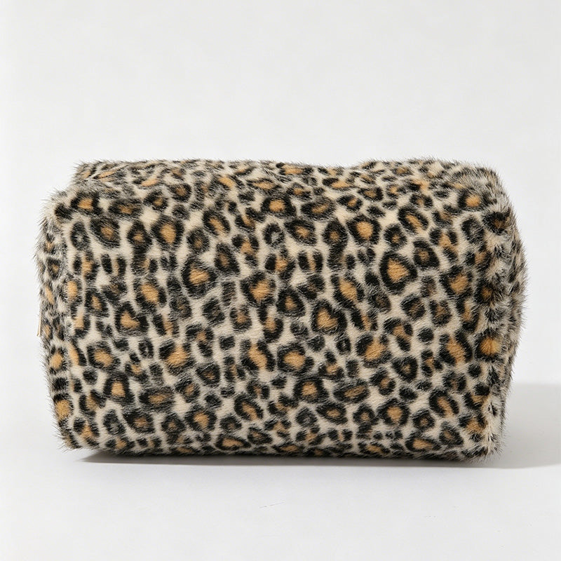 Leopard Print Fluffy Plush Pouch