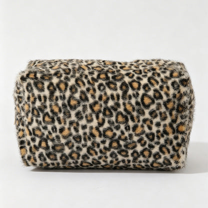 Leopard Print Fluffy Plush Pouch