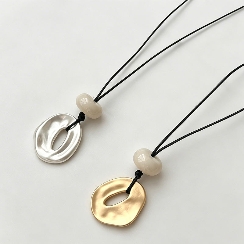 Modern Artistic Matte Hollow Oval Copper Necklace