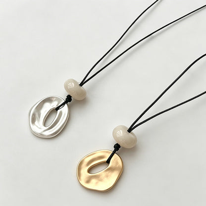Modern Artistic Matte Hollow Oval Copper Necklace