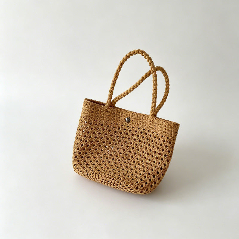 Mini Hollow Woven Straw Tote Handbag
