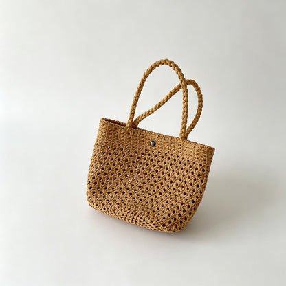 Mini Hollow Woven Straw Tote Handbag