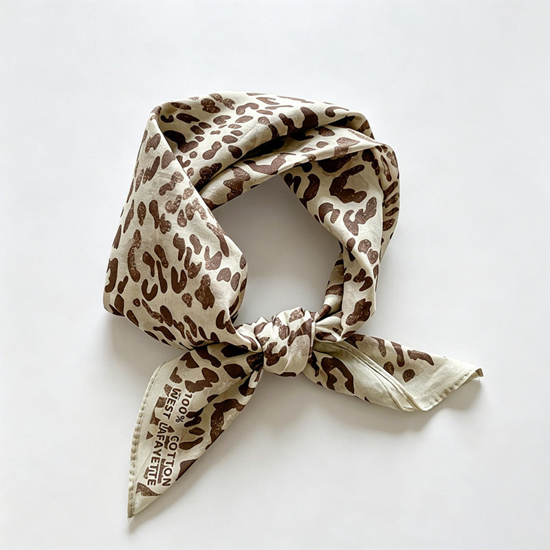 Leopard Print Square Bandana Scarf
