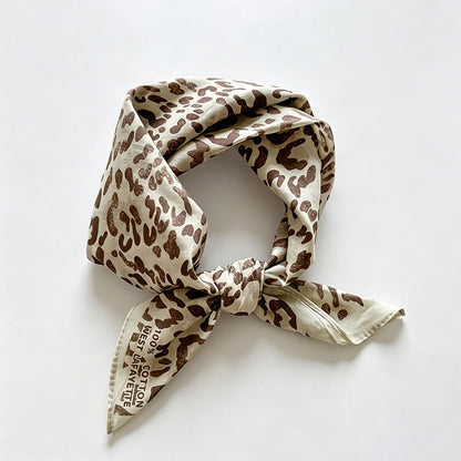 Leopard Print Square Bandana Scarf