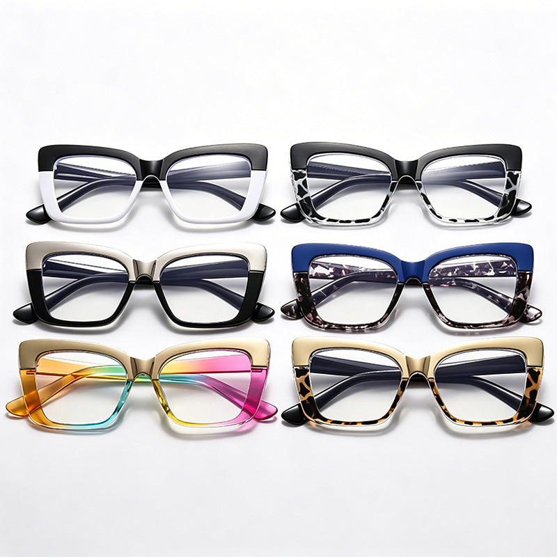 Retro Two-Tone Cat-Eye Glasses