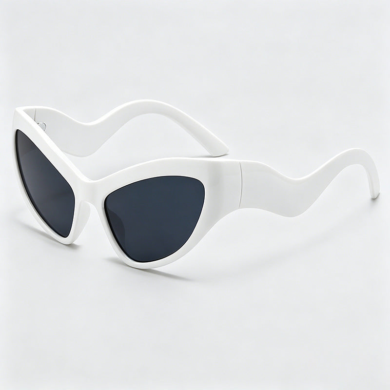 Gradient Rainbow Wavy Temple Cat Eye Sunglasses