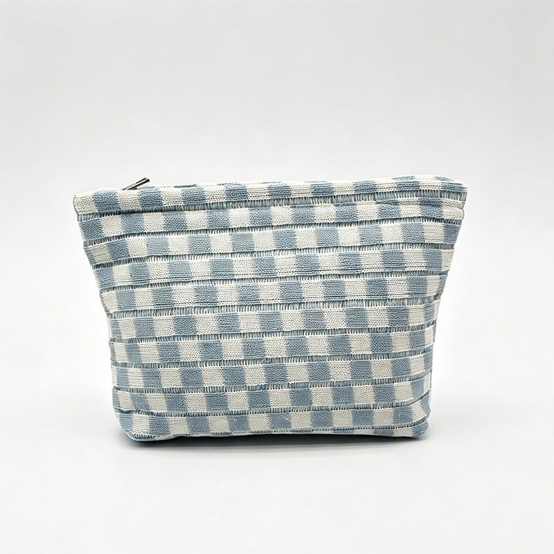 Capacity Checkerboard Knitted Storage Pouch