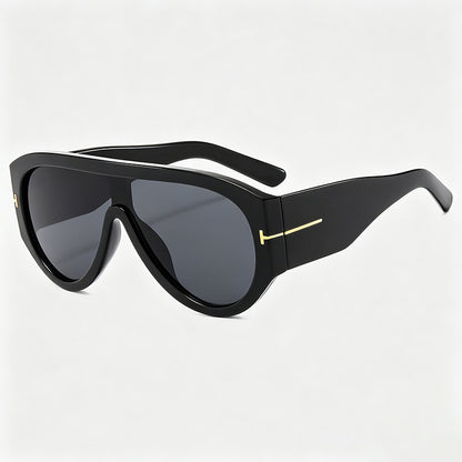 One-piece Integrated Thick Rim Aviator Sunglasses