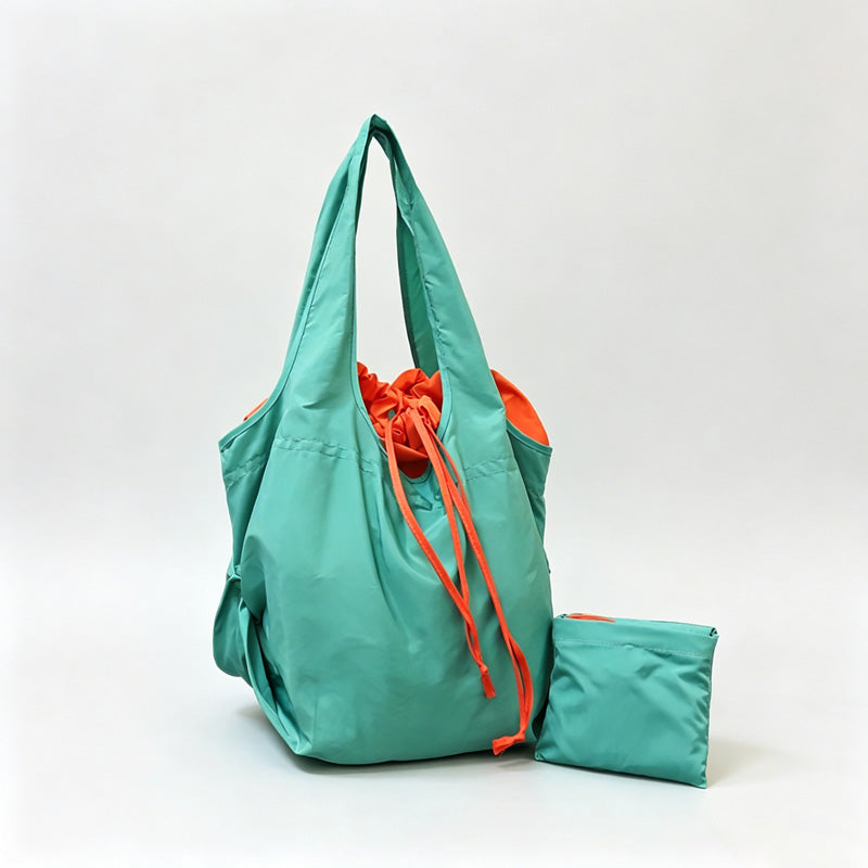 Color Drawstring Foldable Shopping Tote Bag