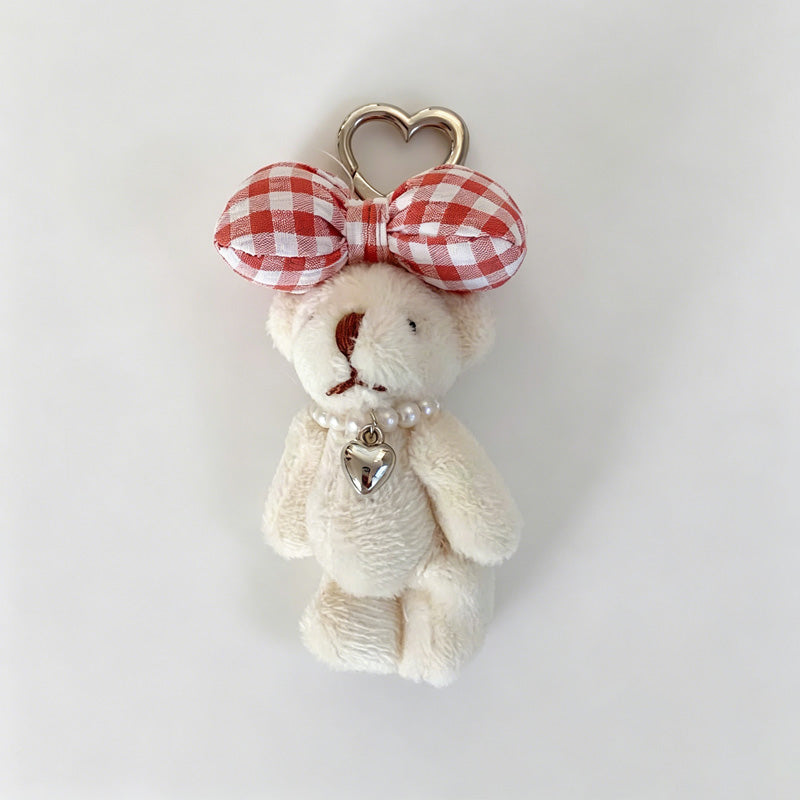 Plush Bear Bow Keychain Bag Charm