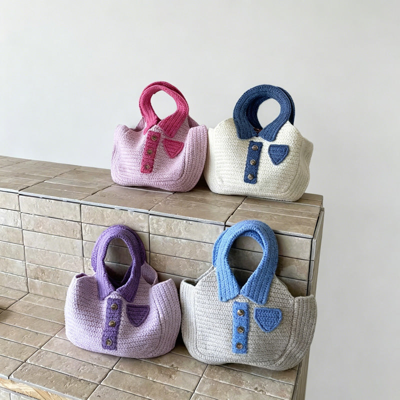 Collared Knit Tote Bag