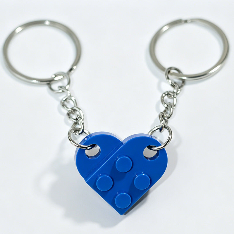 Split Heart Building Block Couple Keychain