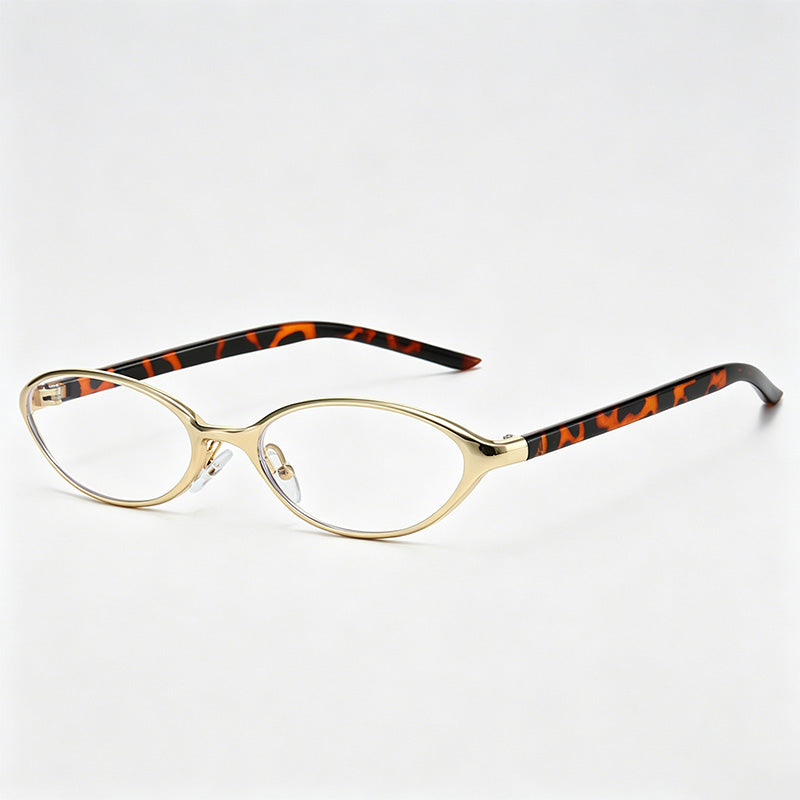 Vintage Slim Oval Metal Frame Y2K Fashion Sunglasses