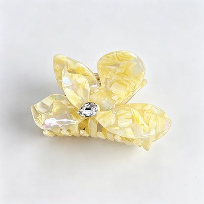 Iridescent Flower Rhinestone Hair Claw Clip