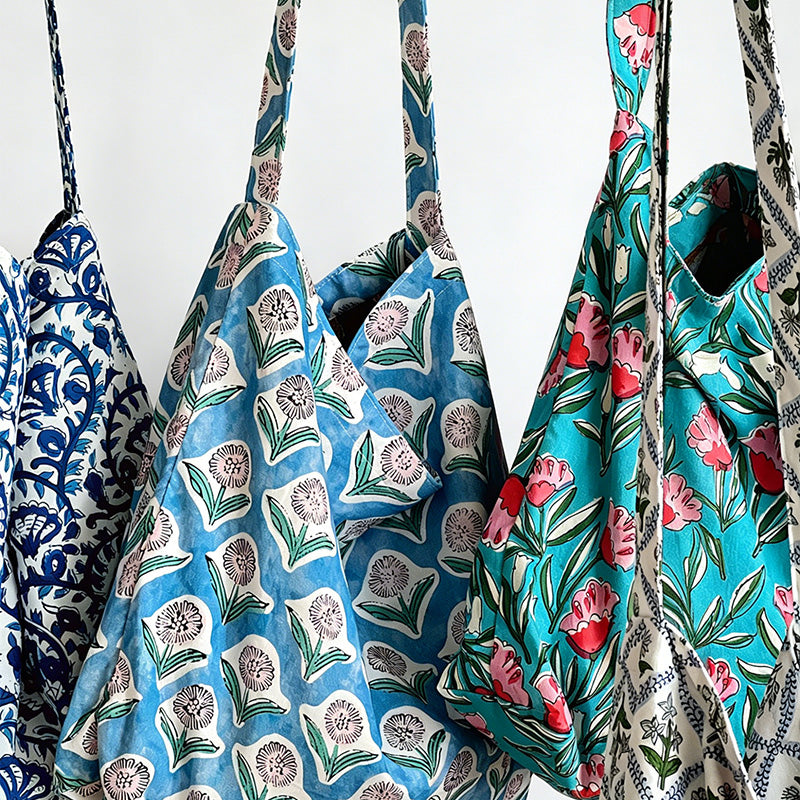 Modern Artistic Floral Print Cotton Tote Bag