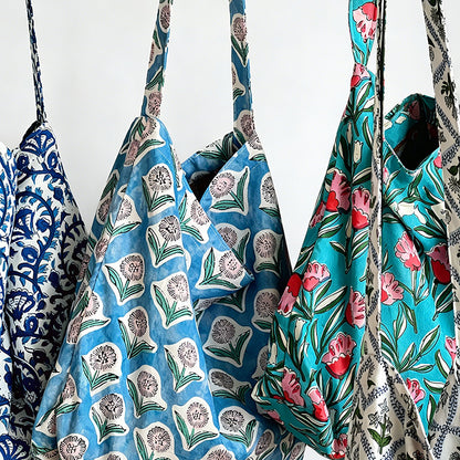 Modern Artistic Floral Print Cotton Tote Bag