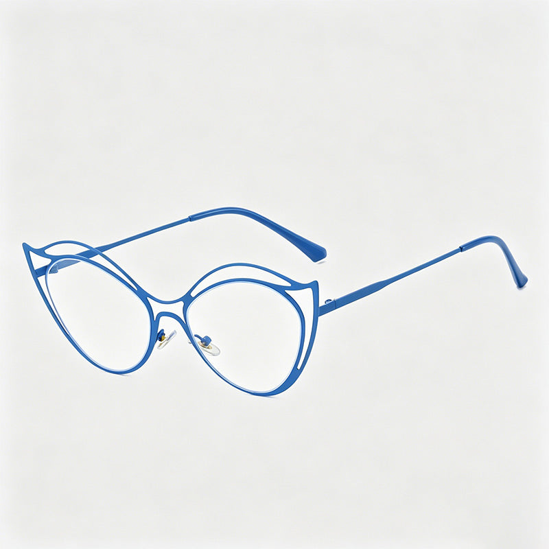 Irregular Double-Layer Hollow Metal Cat-Eye Glasses