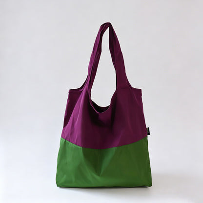 Two-Tone Spliced Foldable Shopping Tote