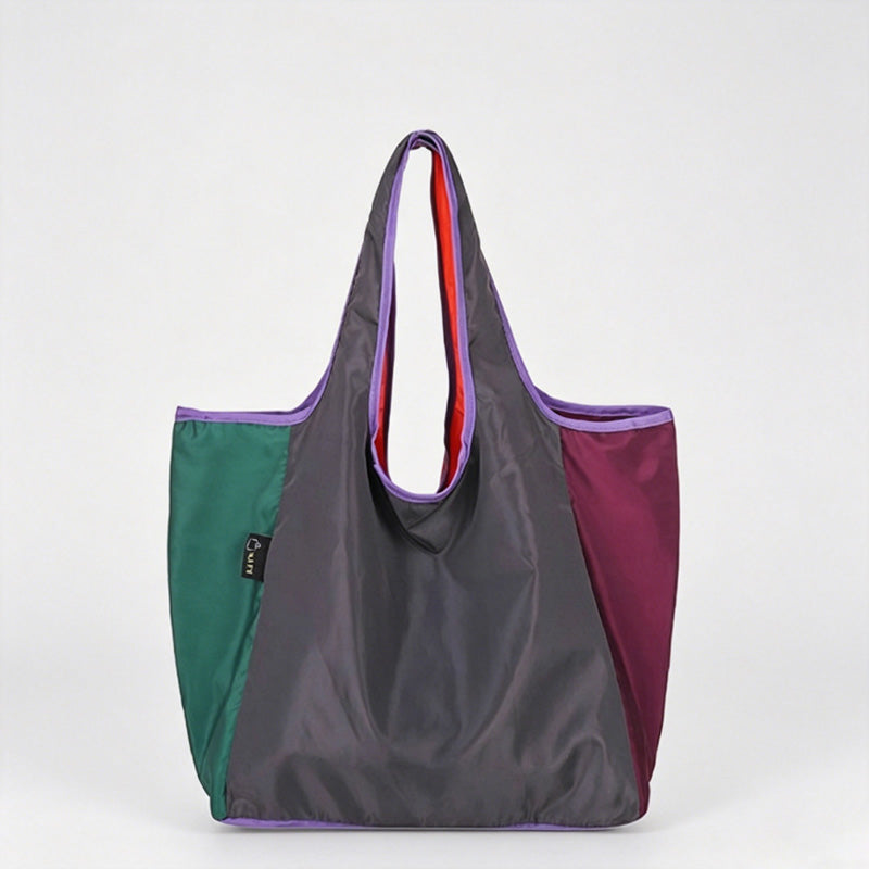 Multi-Color Patchwork Foldable Shopping Tote Bag