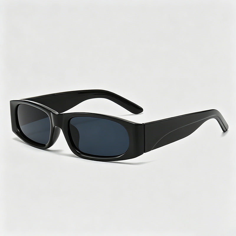 Vintage Slim Narrow Rectangle Patchwork Leopard Print Sunglasses