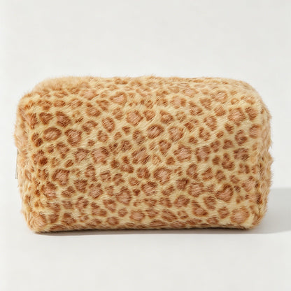 Leopard Print Fluffy Plush Pouch