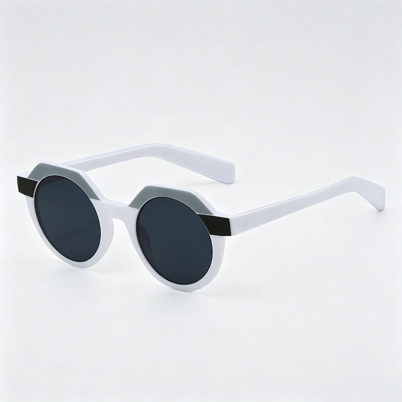 Vintage Two-Tone Round Octagon PC Fashion Sunglasses