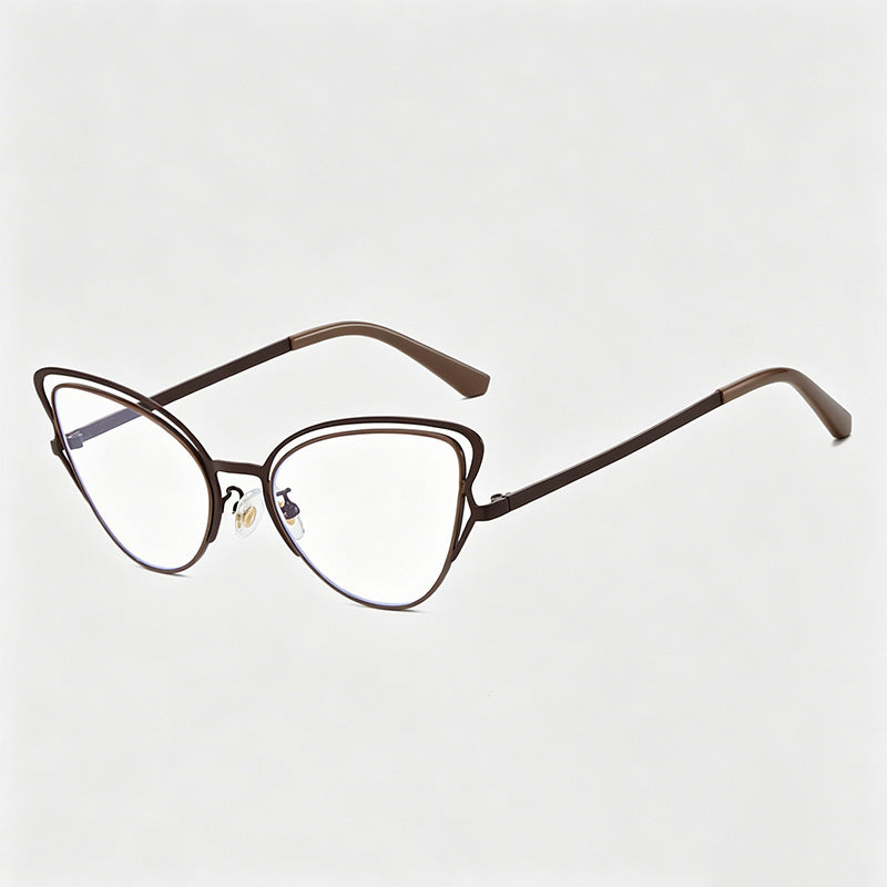 Stylish Hollow Cat-Eye Metal Frame Gradient Lens Sunglasses