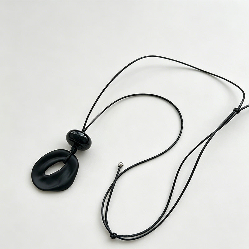 Modern Artistic Matte Hollow Oval Copper Necklace