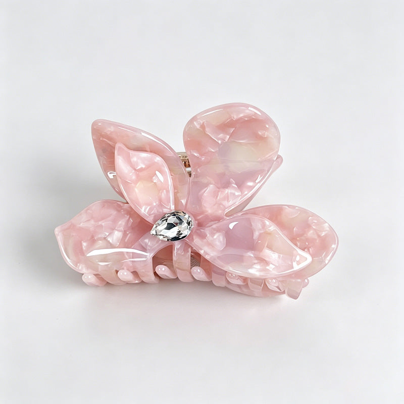 Iridescent Flower Rhinestone Hair Claw Clip