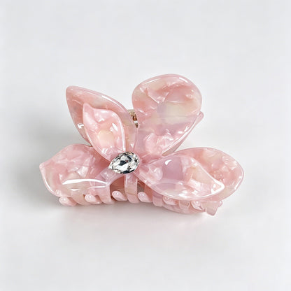 Iridescent Flower Rhinestone Hair Claw Clip