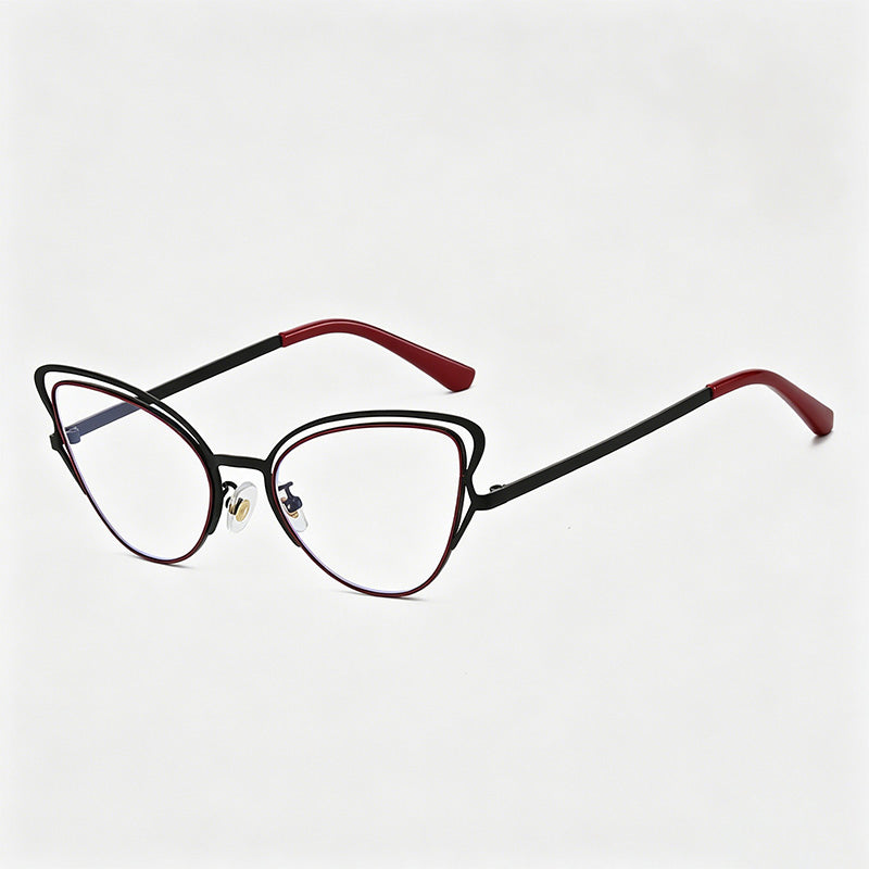 Stylish Hollow Cat-Eye Metal Frame Gradient Lens Sunglasses