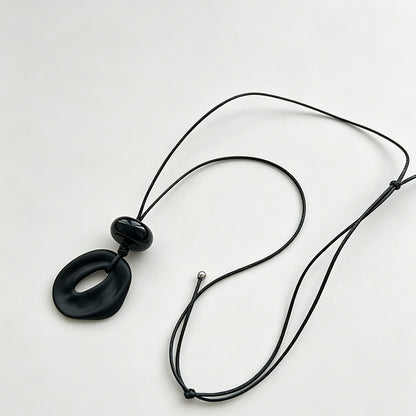 Modern Artistic Matte Hollow Oval Copper Necklace
