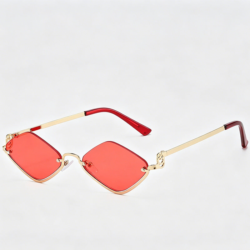 Half-rim Diamond Metal Sunglasses