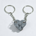 Split Heart Building Block Couple Keychain