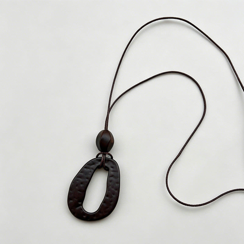 Retro Irregular Pendant Leather Cord Necklace