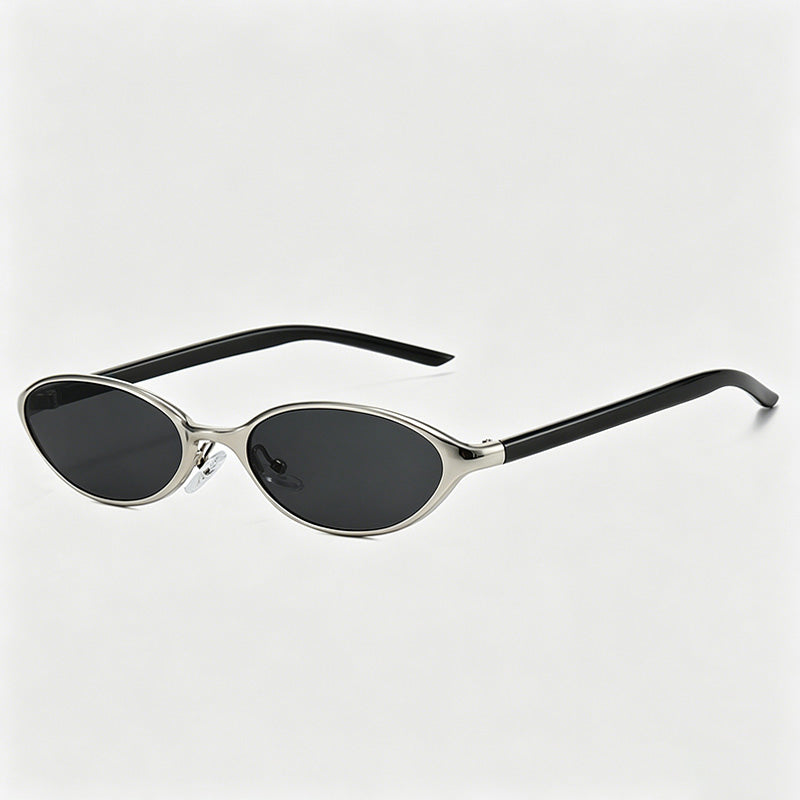 Vintage Slim Oval Metal Frame Y2K Fashion Sunglasses