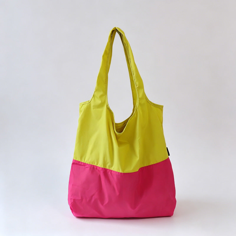 Two-Tone Spliced Foldable Shopping Tote