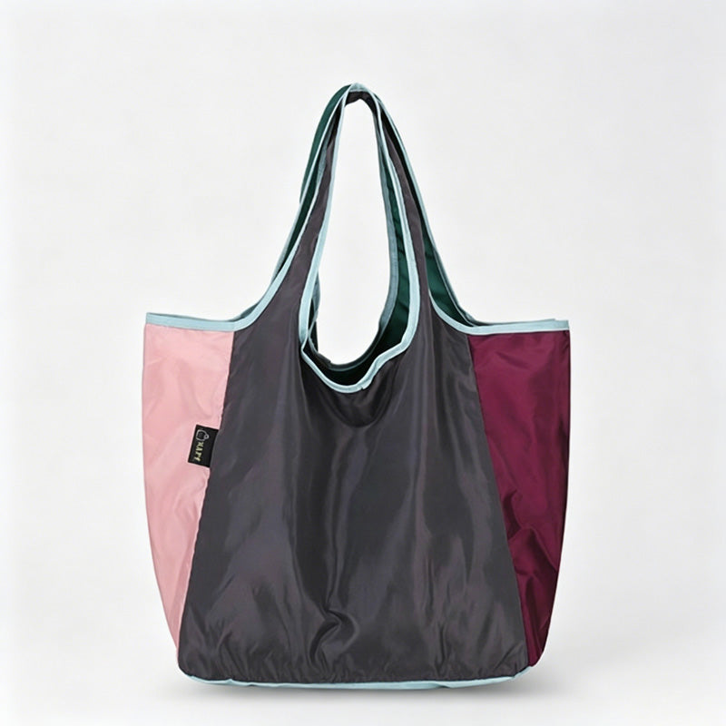Multi-Color Patchwork Foldable Shopping Tote Bag