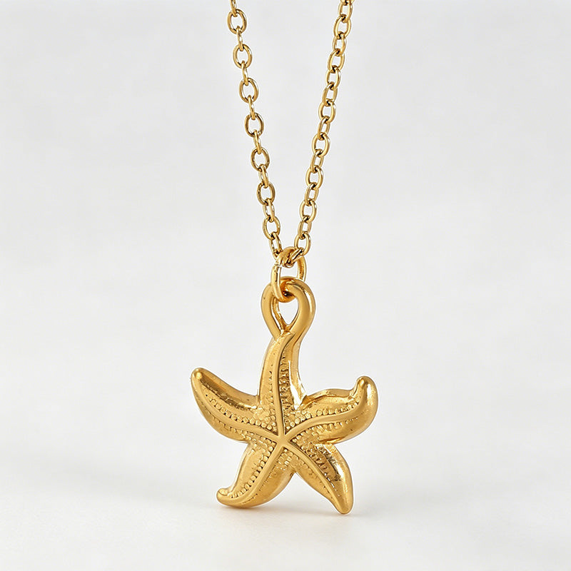 Ocean Beach Series Starfish Shell Stainless Necklace
