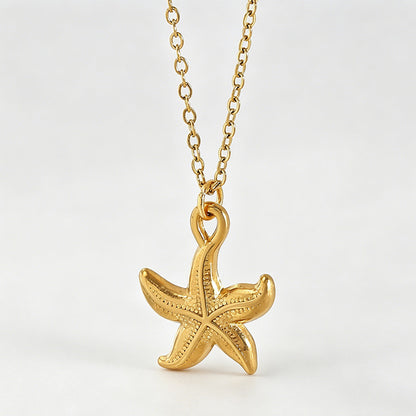 Ocean Beach Series Starfish Shell Stainless Necklace