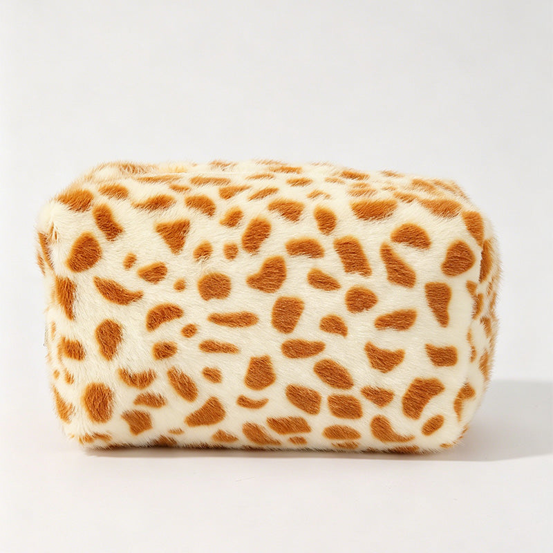 Leopard Print Fluffy Plush Pouch