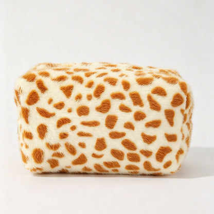 Leopard Print Fluffy Plush Pouch