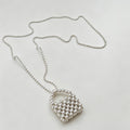 Elegant Silver Beaded Bag Pendant Sweater Necklace