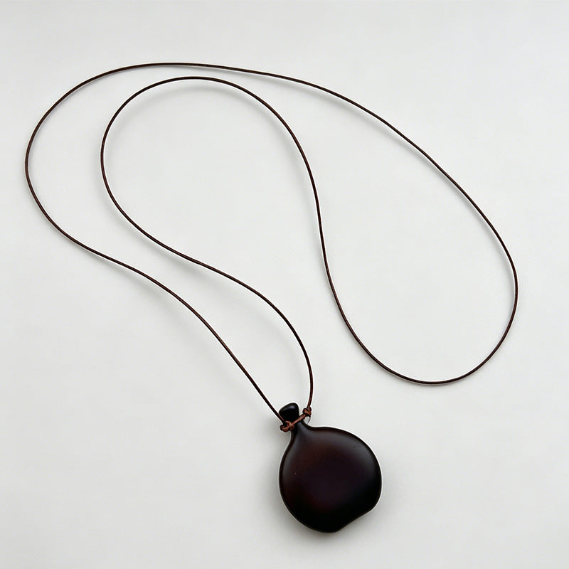 Retro Irregular Pendant Leather Cord Necklace