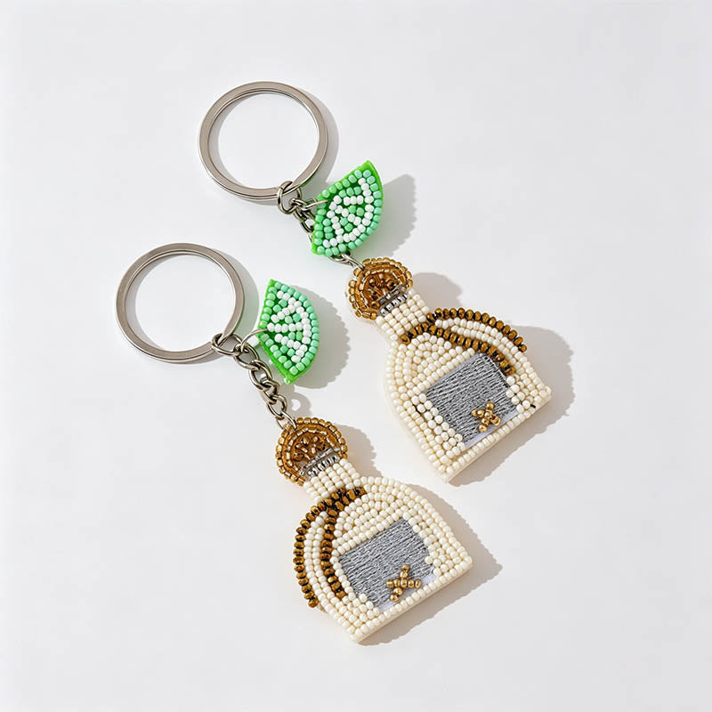 Beaded Bottle Keychain Bag Charm