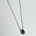 Elegant Oval Black Agate Teardrop Pendant Sweater Necklace