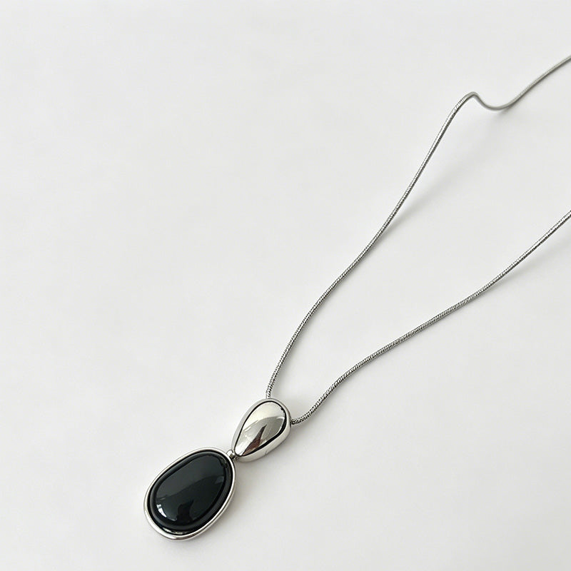 Modern Solid Heart Bean Titanium Steel Necklace