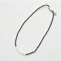 Broken Silver Black Crystal Beaded Stitching Necklace