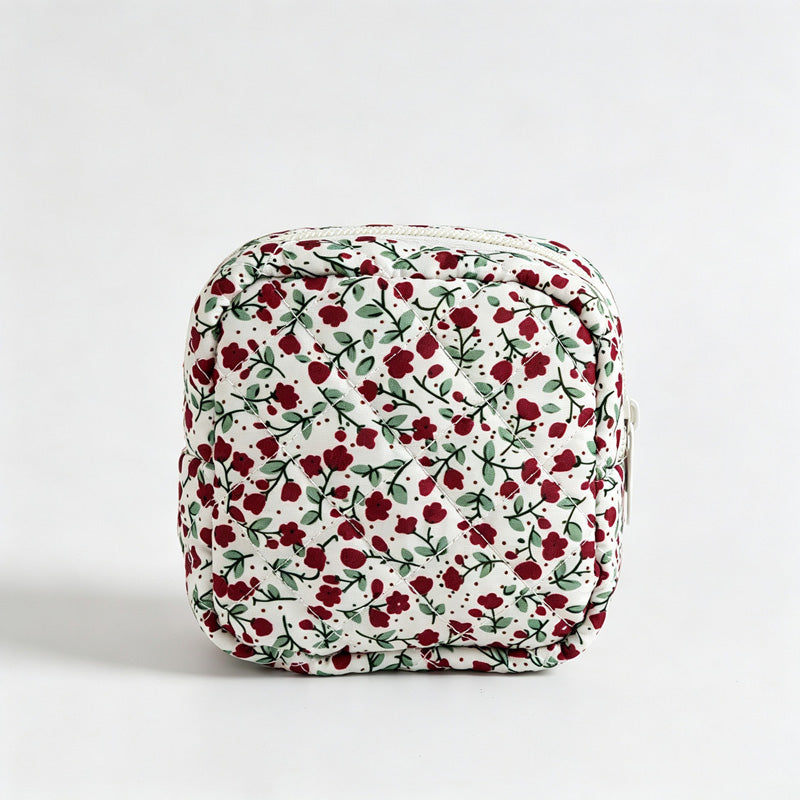 Floral Quilted Square Storage Pouch