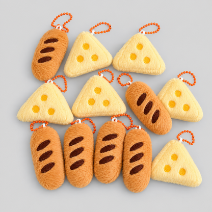 Food Cheese Bread Plush Keychain